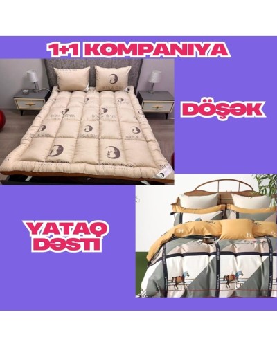 Yataq dəsti + döşək Narlı DD-001, mələfə 240x260 sm, yorğan üzü 200x220 sm, yastıq üzü 50x70 sm 2 əd, döşək 200x100 sm