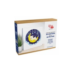 Набор 3D картина Rosa Talent Мишка на луне, ДВП грунтованное, 4 слоя, 30х30 см