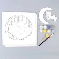 Набор 3D картина Rosa Talent Мишка на луне, ДВП грунтованное, 4 слоя, 30х30 см