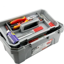 Ящик для инструментов Yato YT-88881, 42x21x19.5 см, серый/красный