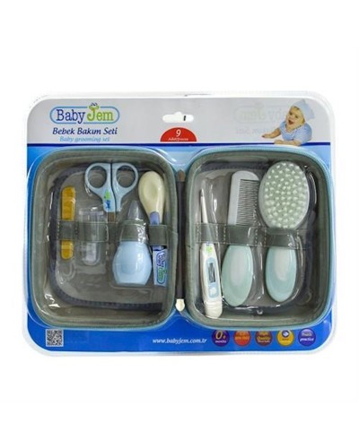 Baxım dəsti Babyjem Baby Grooming Set, göy, 9 ədəd