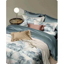 Комплект постельного белья MiraNova CTS-422, пододеяльник 200х220 см, простыня 240х260 см, наволочки 50х70 см, двуспальный, сатин, разноцветный