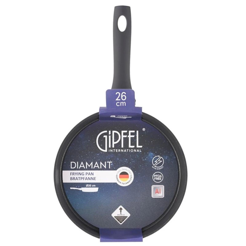 Сковородка Gipfel Diamant 52023, 26 см, алюминий, черный