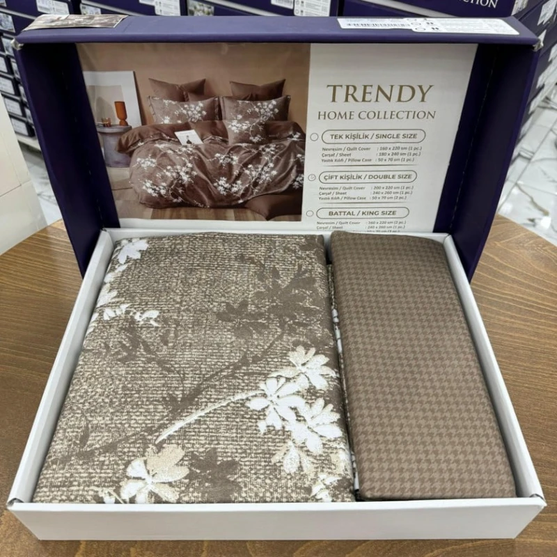 Комплект постельного белья MiraNova SF-643, хлопок, семейный, коричневый, пододеяльник 160х220/2 шт, простыня 240x260 см, наволочки 50х70 см/2 шт