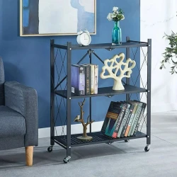 Универсальный стеллаж HomeStore_CPS5R, складной, металлический, 3 этажный, 71x87 см, черный Универсальный стеллаж HomeStore_CPS5R, складной, металлический, 3 этажный, 71x87 см, черный