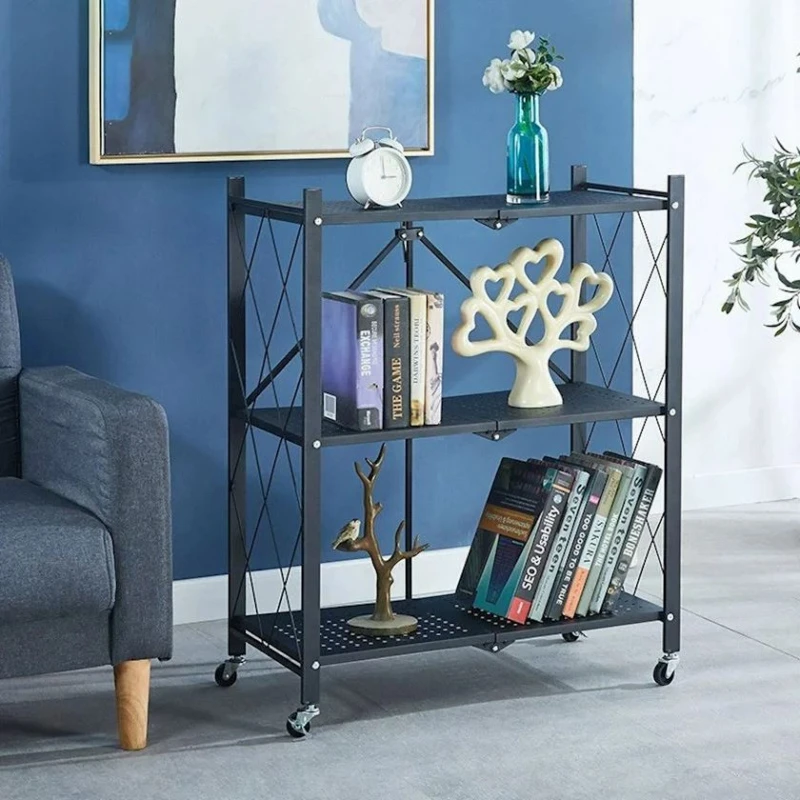 Универсальный стеллаж HomeStore_CPS5R, складной, металлический, 3 этажный, 71x87 см, черный Универсальный стеллаж HomeStore_CPS5R, складной, металлический, 3 этажный, 71x87 см, черный