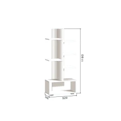 Stellaj 3563_StellajCvetokWhite 118x52x26.6 sm, LDSP, ağ Stellaj 3563_StellajCvetokWhite 118x52x26.6 sm, LDSP, ağ