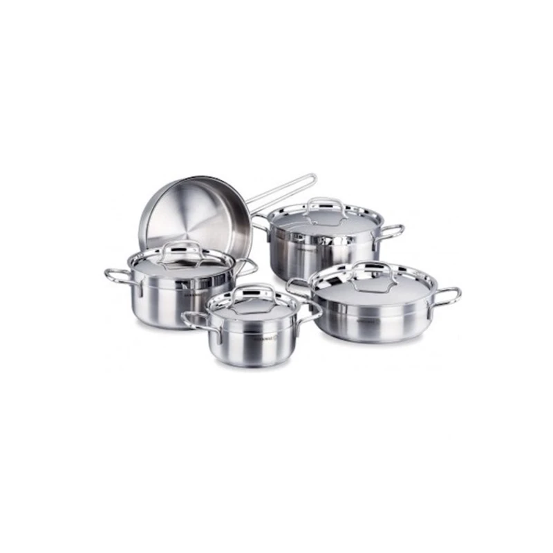 Набор посуды Korkmaz Alfa A1660, 5 шт, нержавеющая сталь, с крышкой, серебристый Набор посуды Korkmaz Alfa A1660, 5 шт, нержавеющая сталь, с крышкой, серебристый