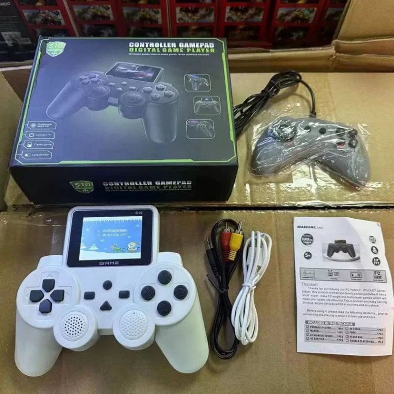 Ağ rəngdə S10 joystik əl oyun konsolu retro nostalji klassik arkada oyunu cüt oyunçu mini əl cihazı 6240_console3