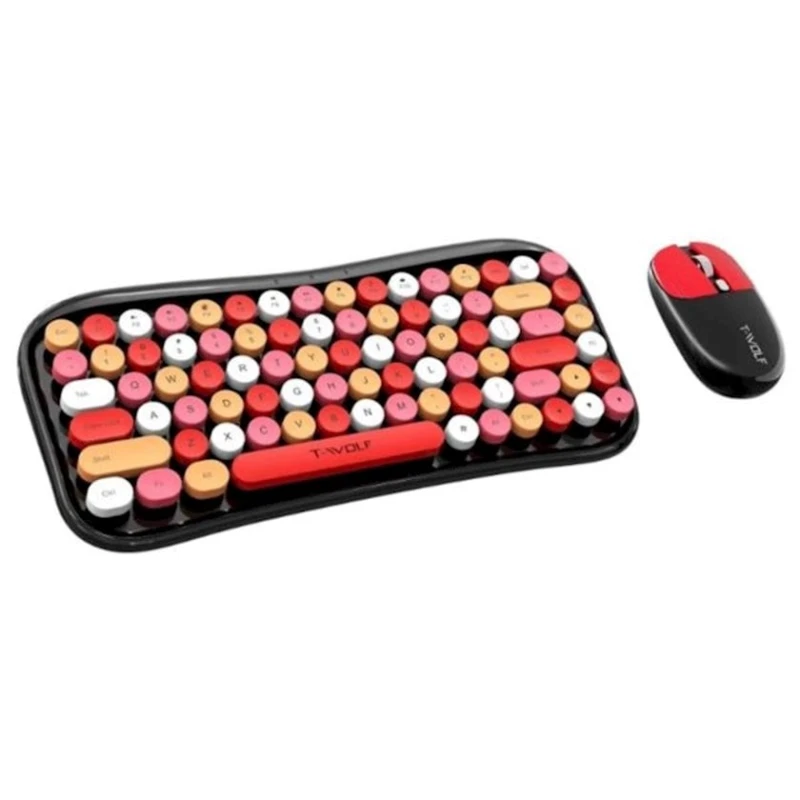 Комплект клавиатура и мышь T-Wolf Retro TW-T660 Black Комплект клавиатура и мышь T-Wolf Retro TW-T660 Black