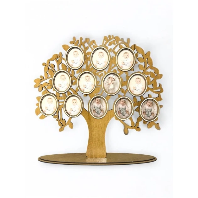 Деревянная рамка «Генеалогическое древо» на 12 овальных фотографий