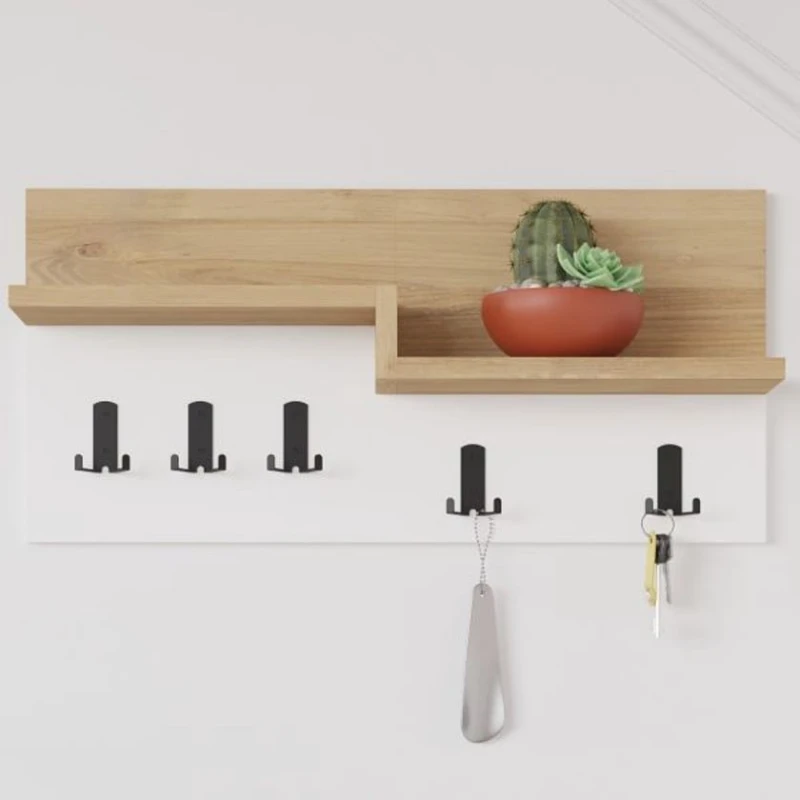 Вешалка Art_asilqan_17, ламинат, коричневая/белая, 20х60x20 см Вешалка Art_asilqan_17, ламинат, коричневая/белая, 20х60x20 см