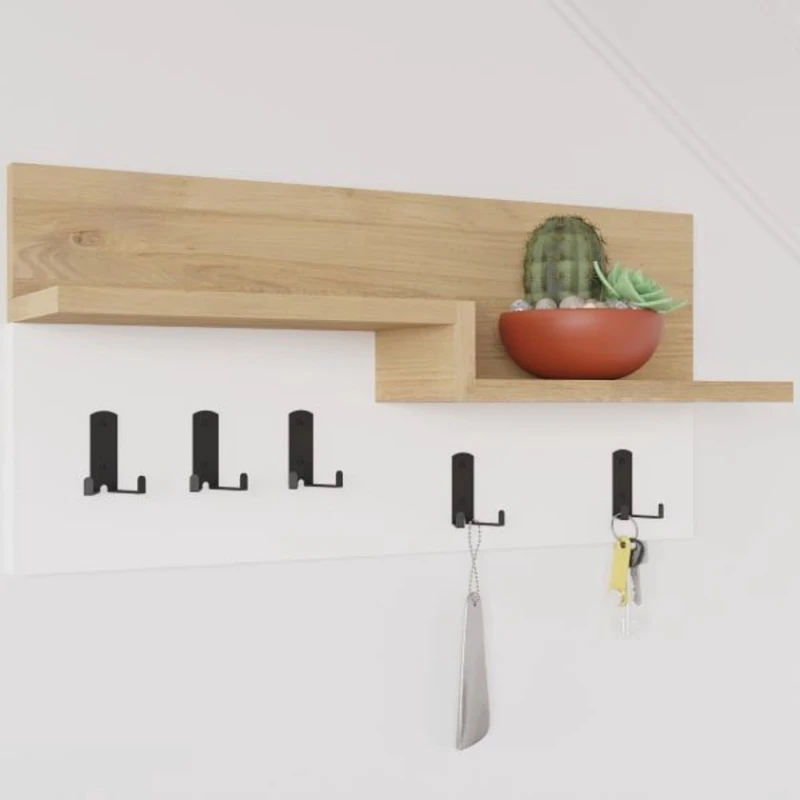 Вешалка Art_asilqan_17, ламинат, коричневая/белая, 20х60x20 см Вешалка Art_asilqan_17, ламинат, коричневая/белая, 20х60x20 см