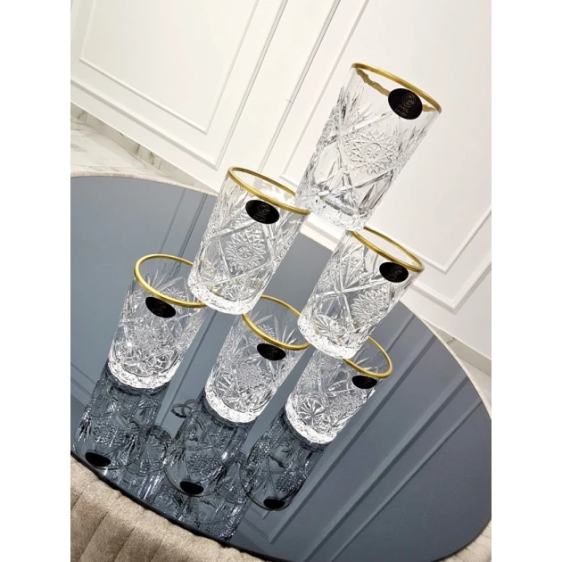 Набор стаканов Gallery Home GLR-091, прозрачный/золотистый, 6 предметов Набор стаканов Gallery Home GLR-091, прозрачный/золотистый, 6 предметов