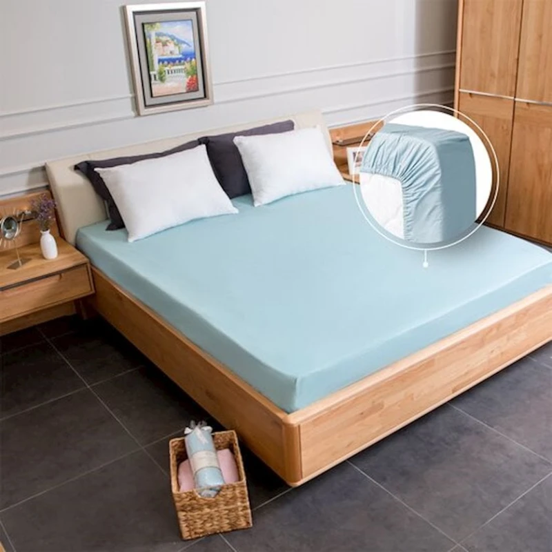 Mələfə Giltex rezinli, pambıq, açıq-mavi, 100x200+30 sm