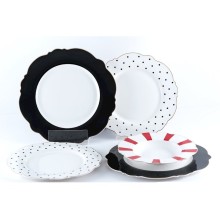 Süfrə servizi Gipfel Modern 3872 18 əd, 31x28x23 sm, çini, 6 nəfər, ağ/qara/qırmızı/qızılı