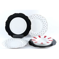 Столовый сервиз Gipfel Modern 3872 18 предметов, 31x28x23 см, фарфор, на 6 персон, белый/черный/красный/золотой Столовый сервиз Gipfel Modern 3872 18 предметов, 31x28x23 см, фарфор, на 6 персон, белый/черный/красный/золотой