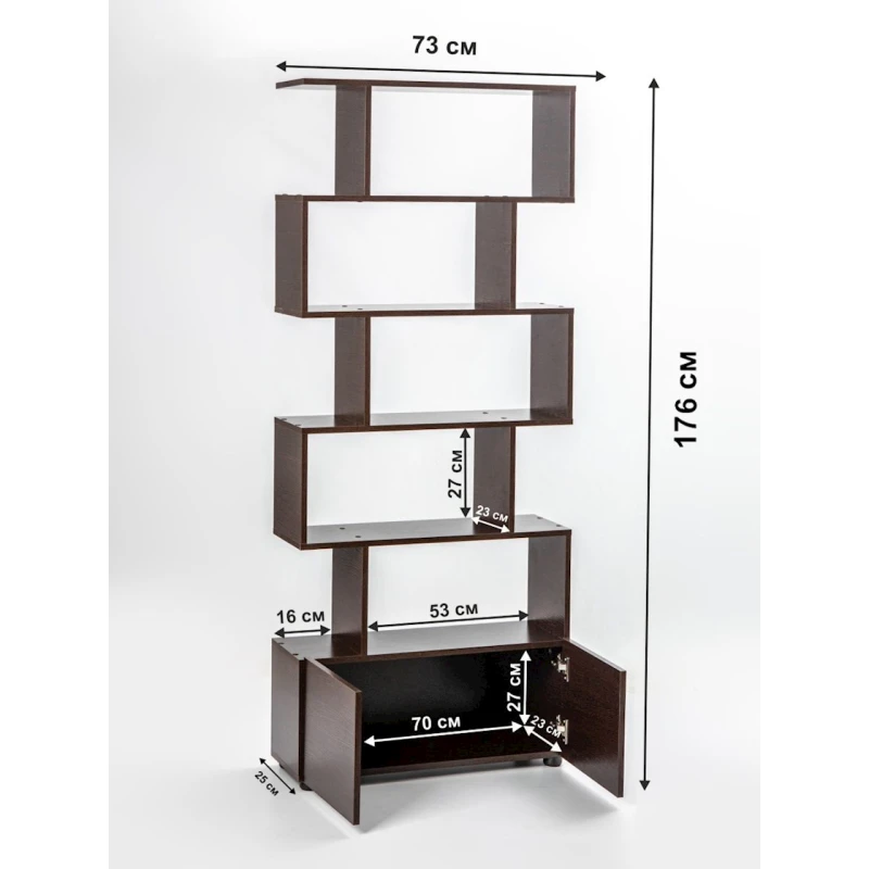 Стеллаж Letta Venge, 176х25х73 см, ЛДСП, коричневый