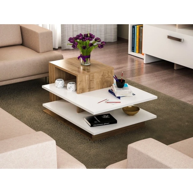 Журнальный стол Art_79, ламинат, белый/светло-коричневый, 50х80х60 см Журнальный стол Art_79, ламинат, белый/светло-коричневый, 50х80х60 см