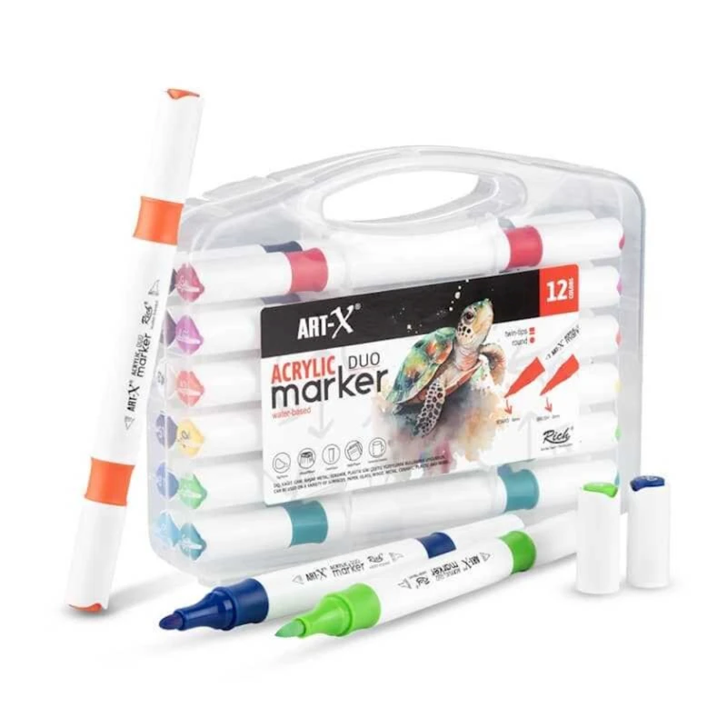 Marker dəsti Rich Art-X Acrylic Duo, ikitərəfli, 12 əd