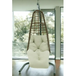 Подвесное кресло MYK03126, алюминий, коричневое/белое, 204x95 см Подвесное кресло MYK03126, алюминий, коричневое/белое, 204x95 см