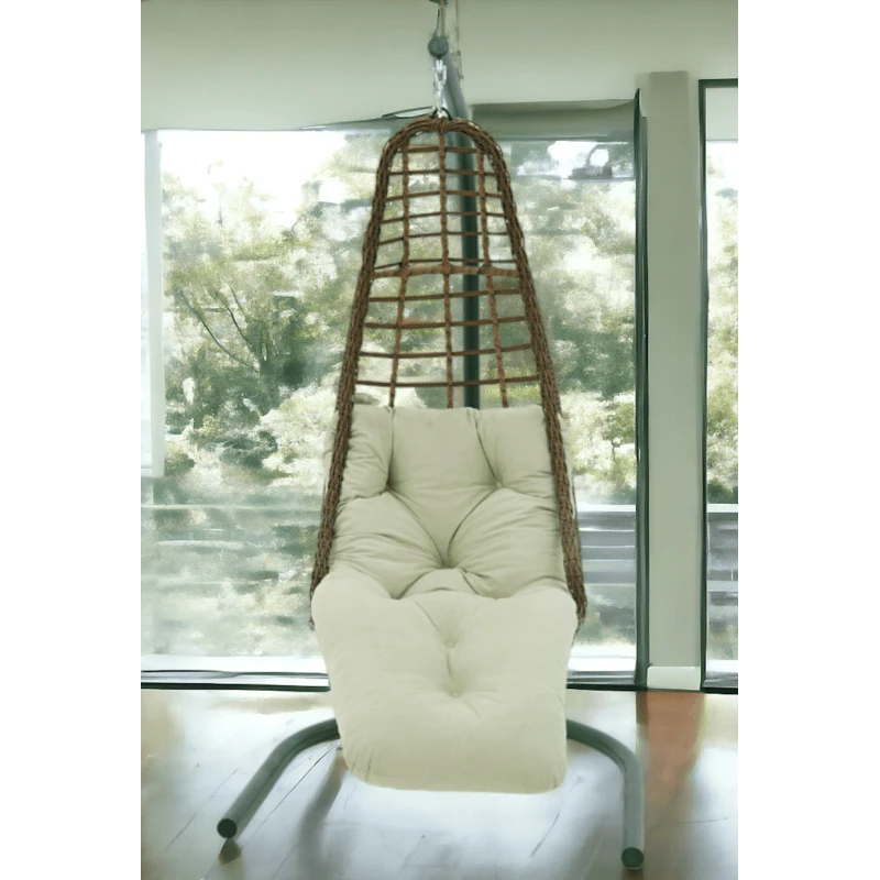 Подвесное кресло MYK03126, алюминий, коричневое/белое, 204x95 см Подвесное кресло MYK03126, алюминий, коричневое/белое, 204x95 см