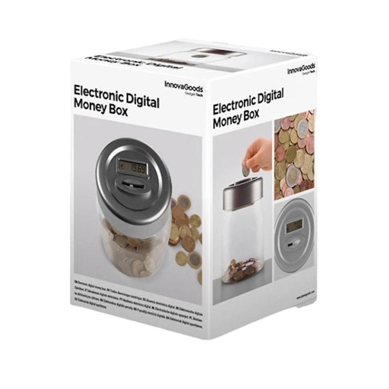 Электронная цифровая копилка InnovaGoods V0100535, 13х18 см, прозрачная/серебристая