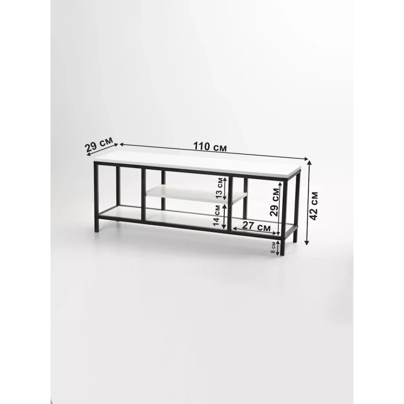Тумба под ТВ 42x29x110 см, ЛДСП, белая Тумба под ТВ 42x29x110 см, ЛДСП, белая