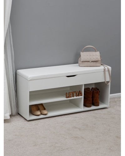 Ayaqqabı üçün tumba Letta, 105х32х51 sm, LDSP, ağ