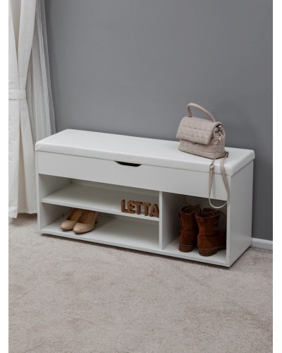 Ayaqqabı üçün tumba Letta, 105х32х51 sm, LDSP, ağ