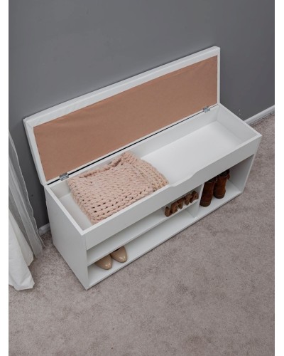 Ayaqqabı üçün tumba Letta, 105х32х51 sm, LDSP, ağ