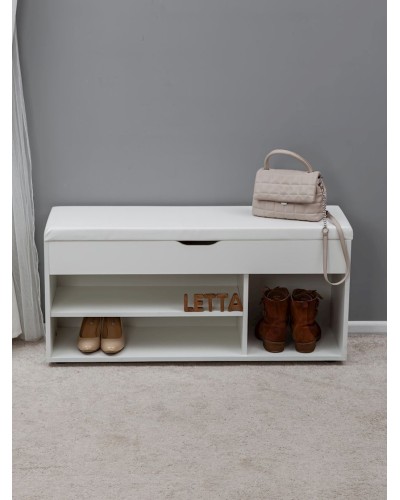 Ayaqqabı üçün tumba Letta, 105х32х51 sm, LDSP, ağ