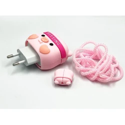 Чехол для зарядного устройства Свинья, силикон, розовый Чехол для зарядного устройства Свинья, силикон, розовый