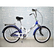 Velosiped Stels FB 26 AM, göy/ağ, qatlanan, amortizator ön/arxa, tormoz öndə, təkərin diametri 26