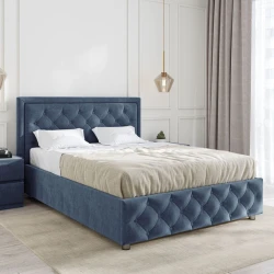 Двуспальная кровать Art_ikili_yataq (200) 29, ламинат, синяя, 200x200x120 см