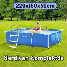 Hovuz Intex 1662TX28270N, karkas, həcm 1662 l, göy, düzbucaq, 220x150x60 sm, nərdivanlı - 1662TX28270N