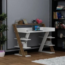 Компьютерный стол Art_Komp_Masası 26, белый/коричневый, 140x60x75 см Компьютерный стол Art_Komp_Masası 26, белый/коричневый, 140x60x75 см