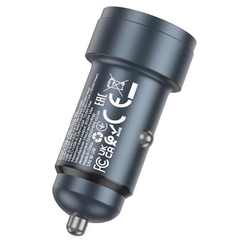 Автомобильное зарядное устройство Hoco Z57A USB + USB-C PD30W+QC3.0 Black Автомобильное зарядное устройство Hoco Z57A USB + USB-C PD30W+QC3.0 Black