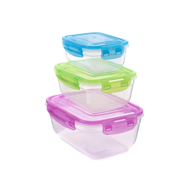 Konteyner dəsti Stars Plastik plastik, göy/bənövşəyi/yaşıl, 3 əd, 400 ml/800 ml/1400 ml