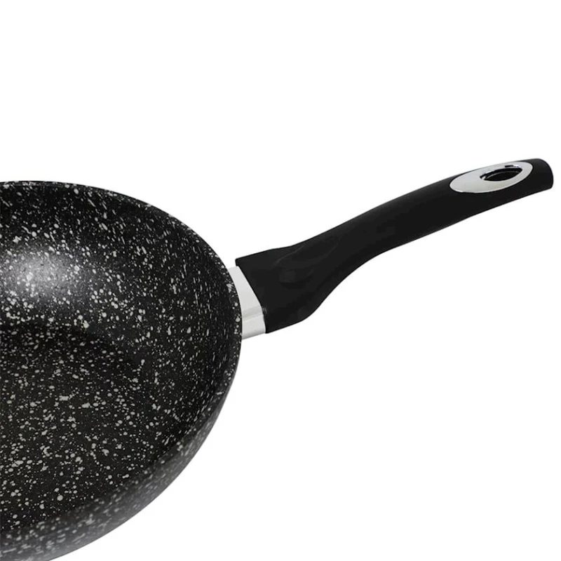 Сковородка Frauzen FR-8095, 27 см, гранит, с крышкой, черный