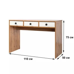 Письменный стол Neoletta, ЛДСП, 75х50х110 см, с ящиками, коричневый/белый