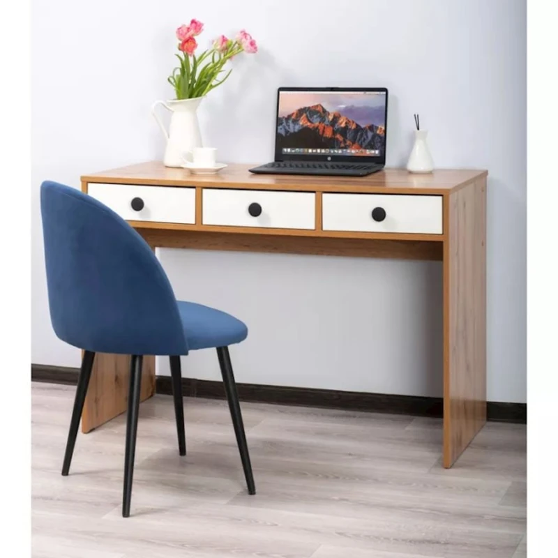 Письменный стол Neoletta, ЛДСП, 75х50х110 см, с ящиками, коричневый/белый