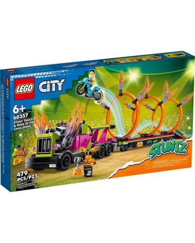 Konstruktor LEGO City Stuntz Stunt Truck & Ring of Fire Challenge 60357, 6+ yaş, 479 hissə