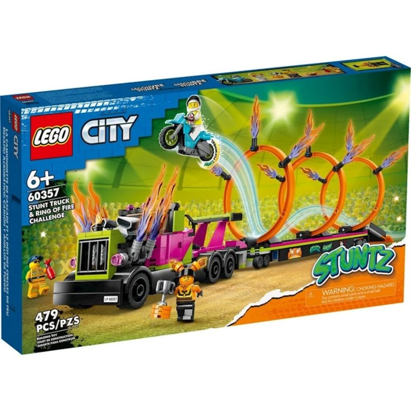 Конструктор LEGO City Stuntz Stunt Truck & Ring of Fire Challenge 60357, 6+ лет, 479 элементов
