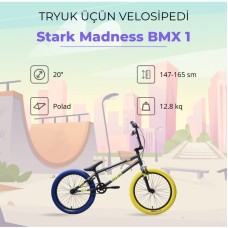 Velosiped Stark Madness BMX 1, göy/qara/sarı, 20