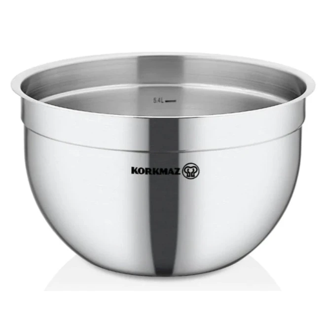Миска Korkmaz Gastro, круглая, 5.4 л, нержавеющая сталь, серый Миска Korkmaz Gastro, круглая, 5.4 л, нержавеющая сталь, серый