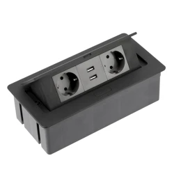 Встраиваемый розеточный блок + USB Gtv, черный.