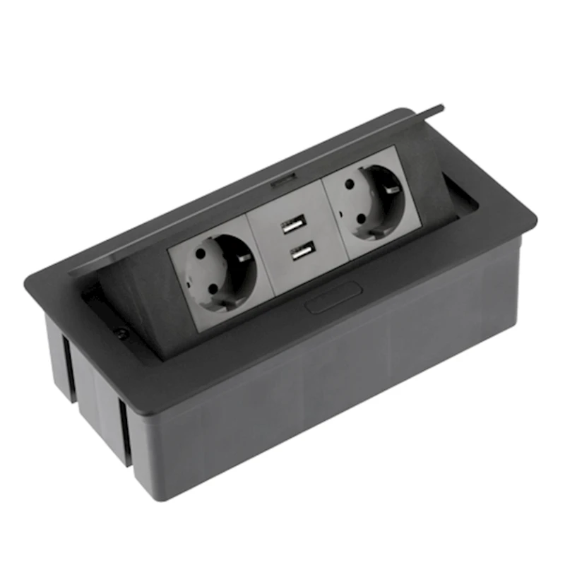 Встраиваемый розеточный блок + USB Gtv, черный. Встраиваемый розеточный блок + USB Gtv, черный.