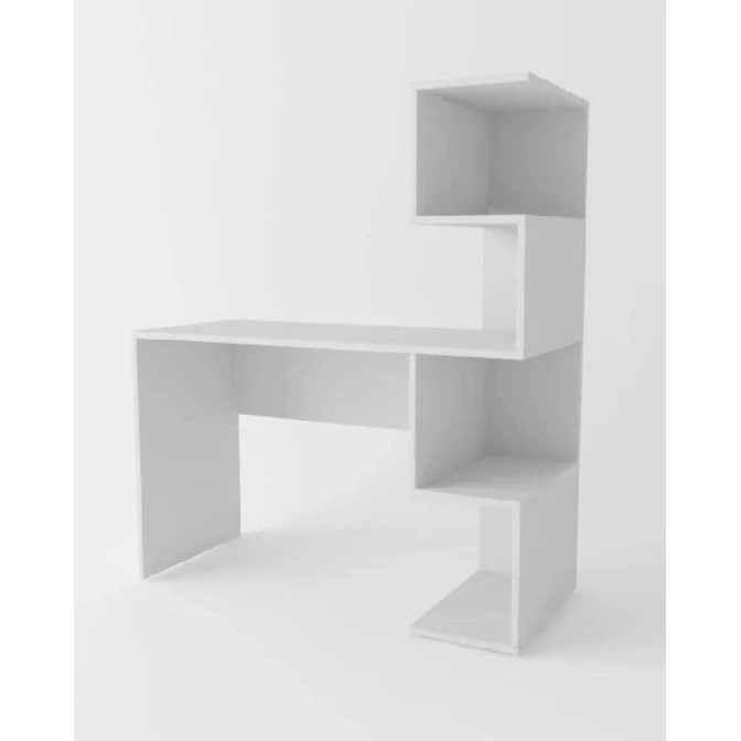 Письменный стол ev_12116190, ламинат, белый, 130x50x136 см