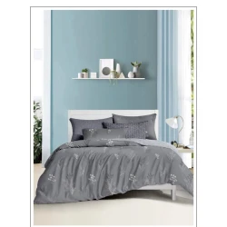 Комплект постельного белья MiraNova SF-686, хлопок, двуспальный, серый, пододеяльник 200x220 см, простыня 250х240 см, наволочки 50х70 см/2 шт